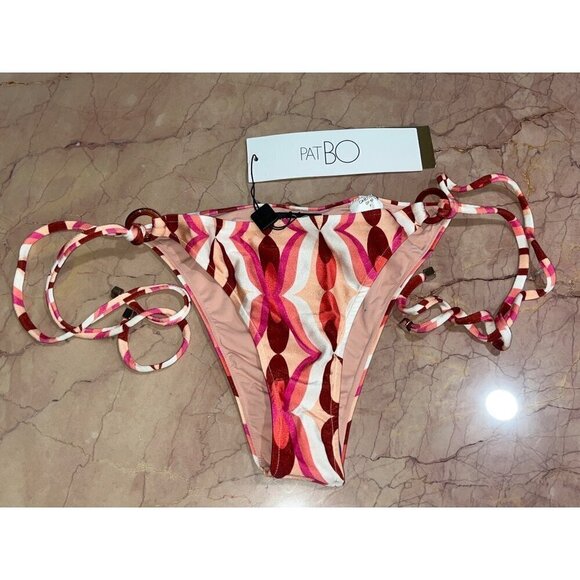 PatBO Twist String Bikini Bottom in Flamant Large New Womens Swim - Picture 7 of 16